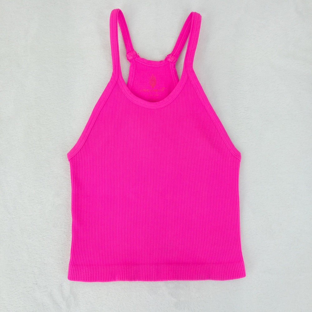 Free People Happiness Runs Crop Tank Top Womens XS/S Pink Ribbed Racerback
